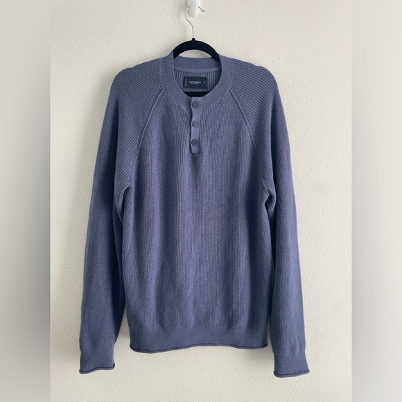 Lucky Brand Other - Men’s Lucky Brand blue Henley button up knit pullover cashmere blend sweater | M